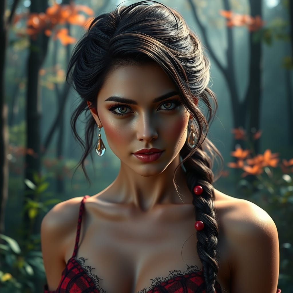 Surreal Forest Goddess in Vibrant Natural Colors