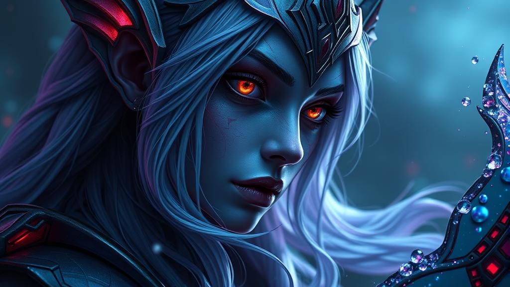 Detailed Drow Female in Fantasy Concept Art