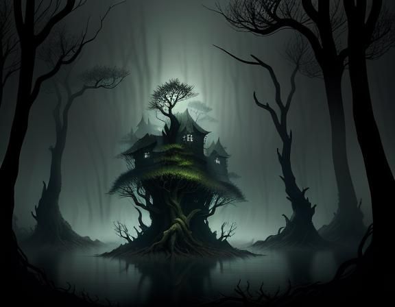 Bullywug in Murky Swamp: Dark Fantasy Illustration
