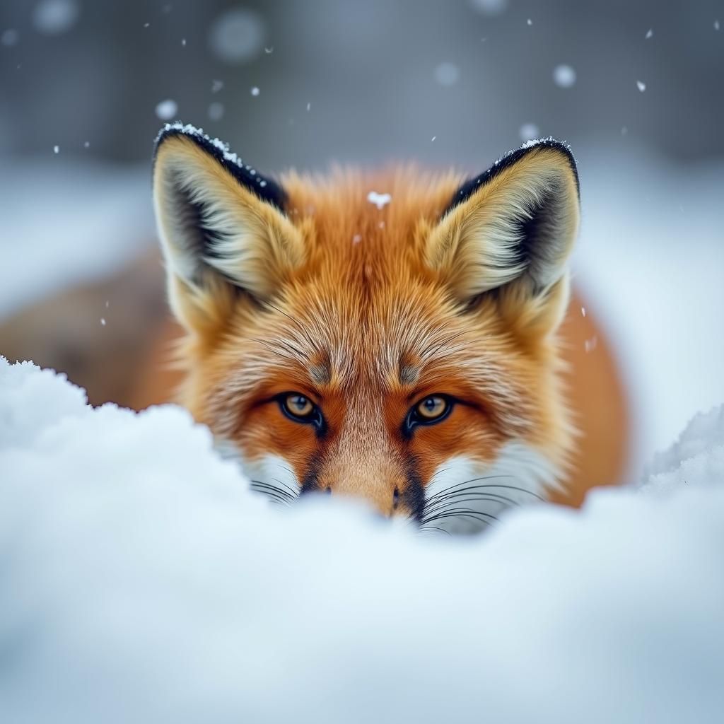 Arctic Fox Portrait in Winter Snow
