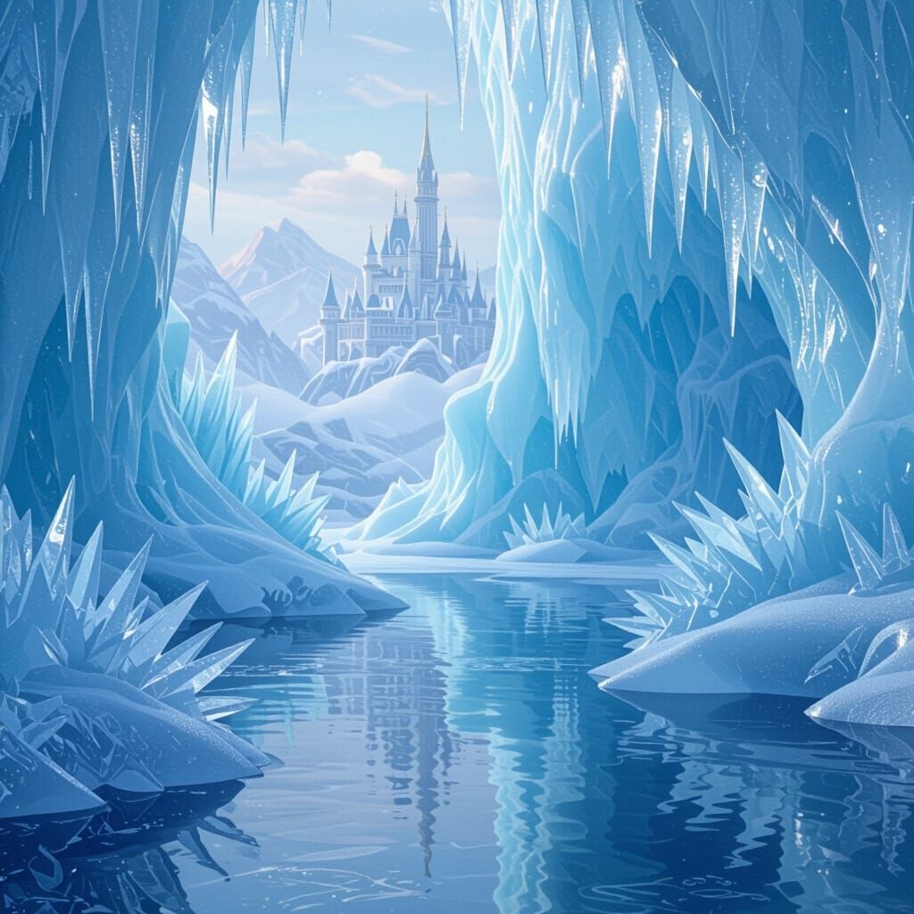 Frozen Scene Digital Matte Painting in Pixar Style