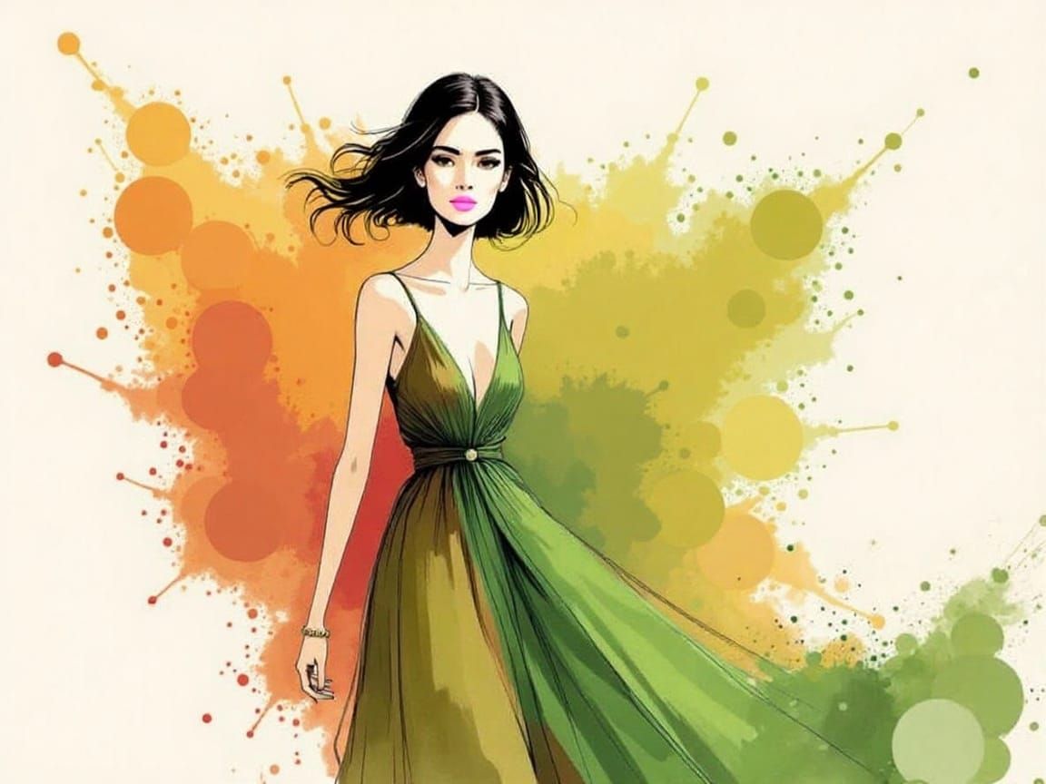 Woman's Portrait in Flowing Sketch Style