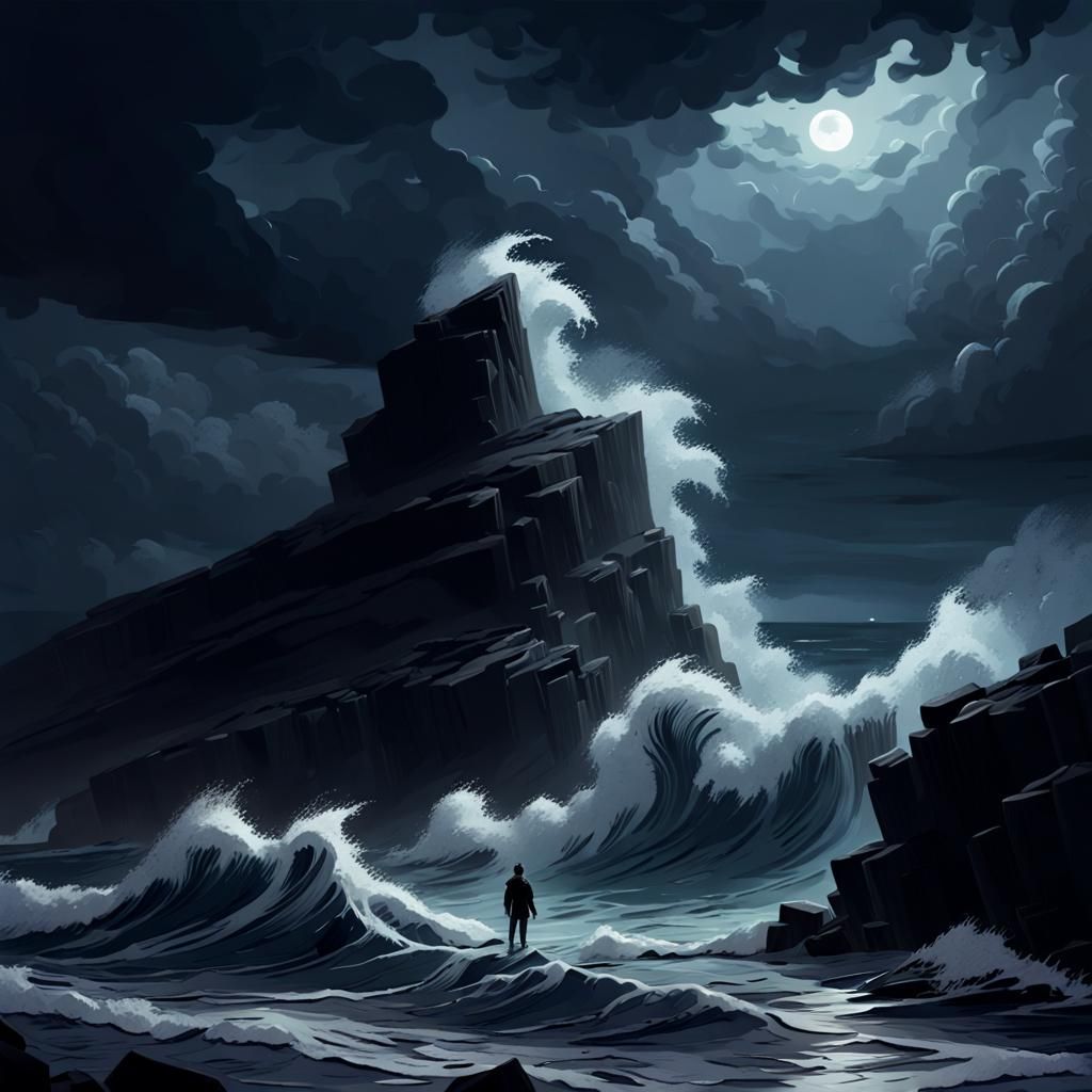 Ominous Figure by Stormy Ocean, Concept Art