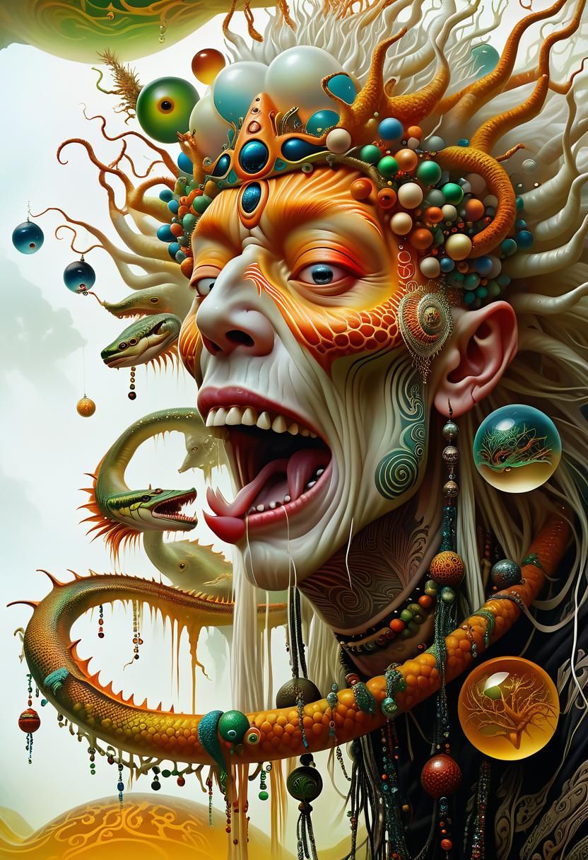 Surreal Shaman in Ayahuasca Dreamland: A Digital Oil Paintin...