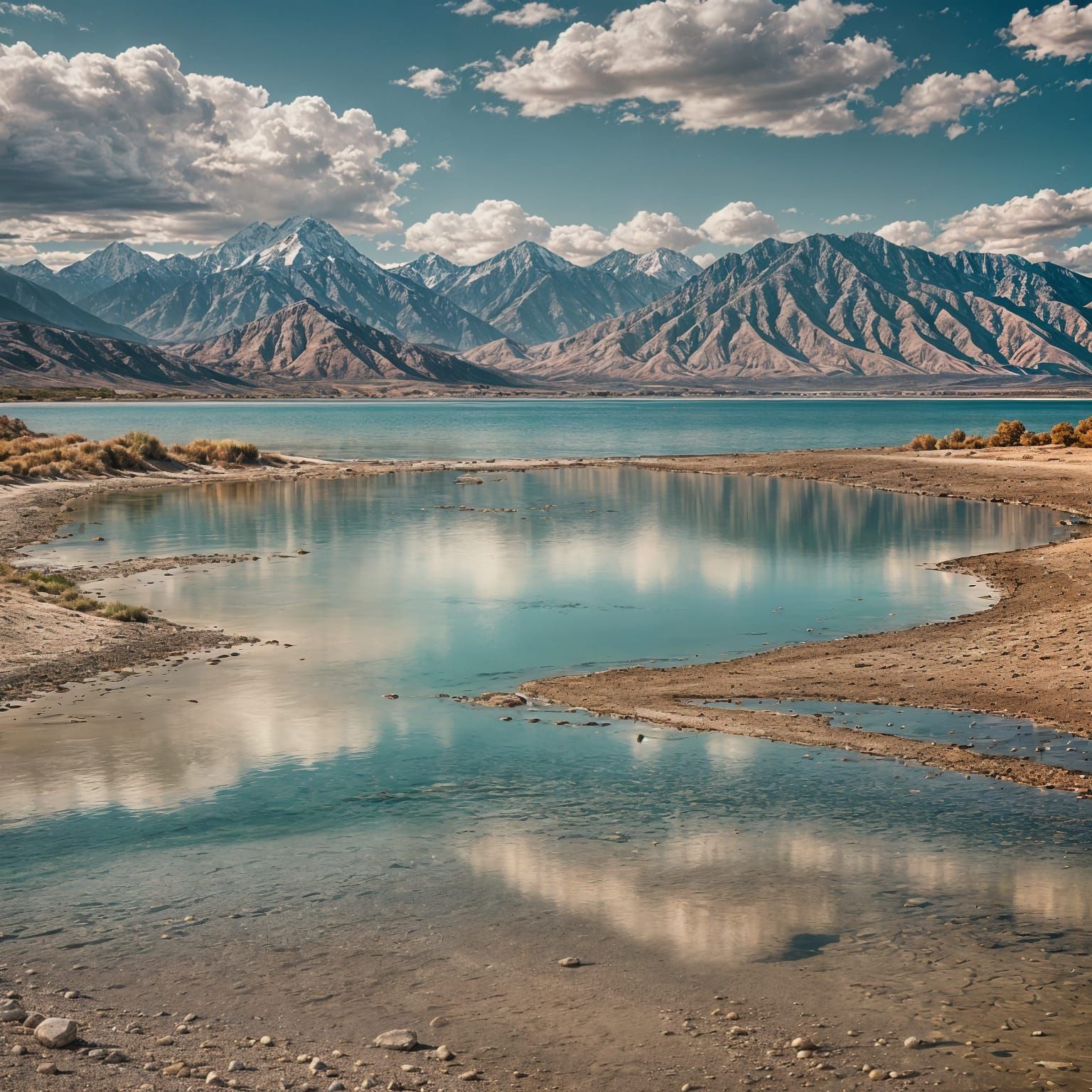 Utah Lake Beach With Mount Timpanogos: Detailed Matte Painti...