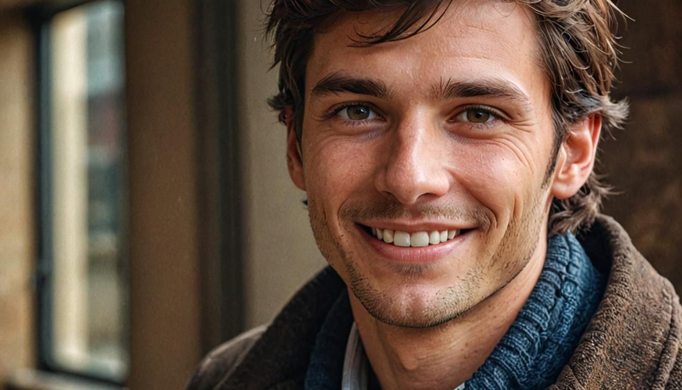 Smiling Dark-Haired Model Portrait in Cinematic Style