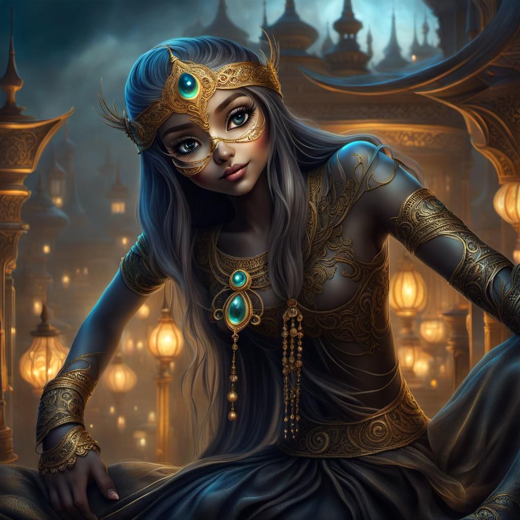 Pixie Girl with Bioluminescent Background: Fantasy Art