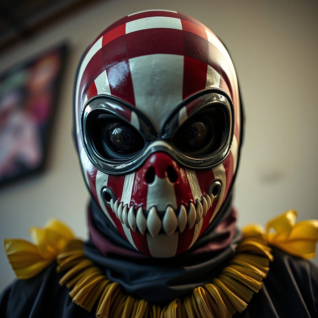 Eerie Monster in Striped Luchador Mask, Okuda San Miguel Sty...