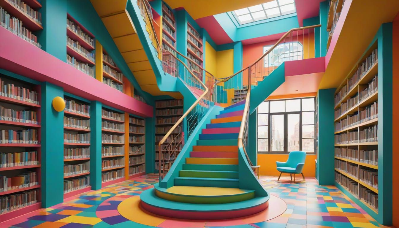 Kidcore Library with Impossible Geometry and Maze