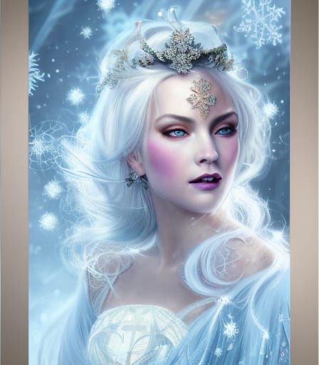 Elegant Ice Princess Portrait in Digital Art Style