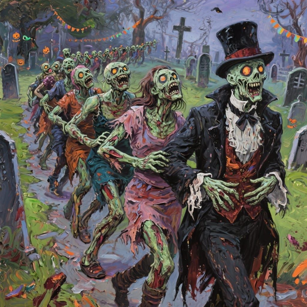 Humorous Macabre Zombies Dance in Graveyard as Baron Samedi ...
