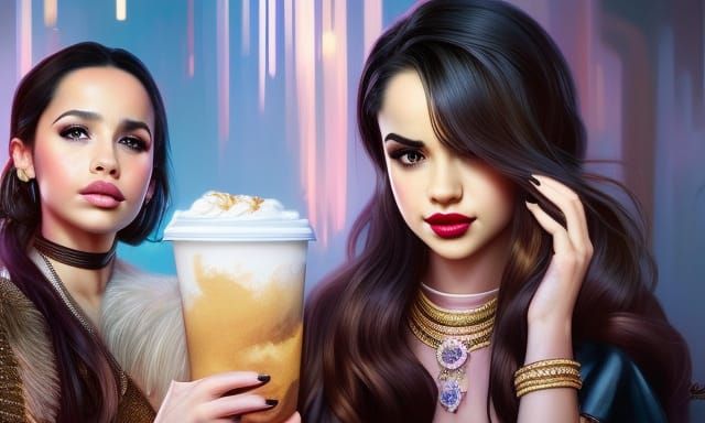 Camila Cabello, Sofia Carson and a HUGE coffee !!