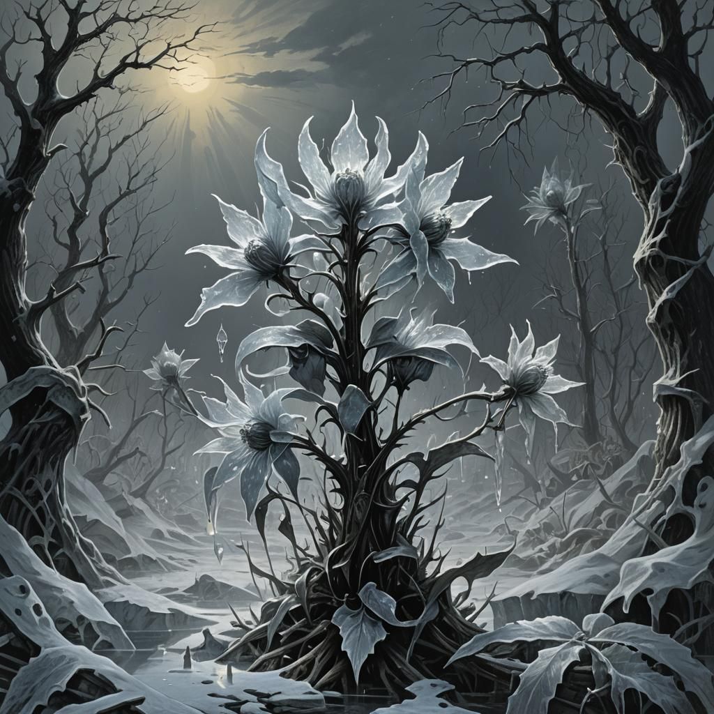 Horror Ice Flower in Gothic Style