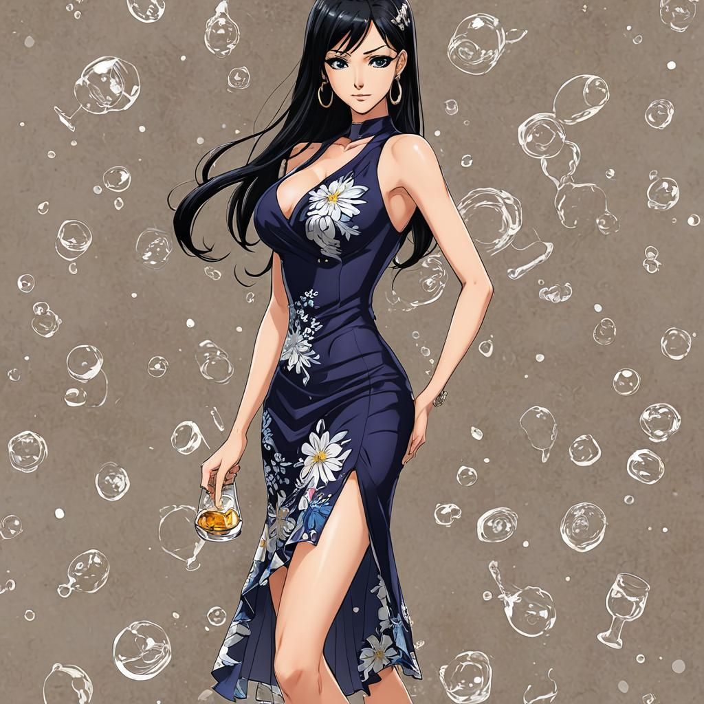Nico Robin in Anime Style Cocktail Dress