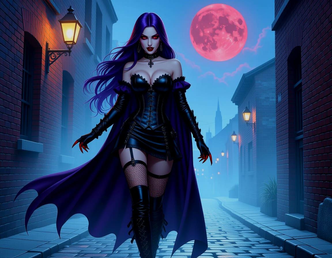 Alluring Gothic Vampire Reaching Out in Alleyway