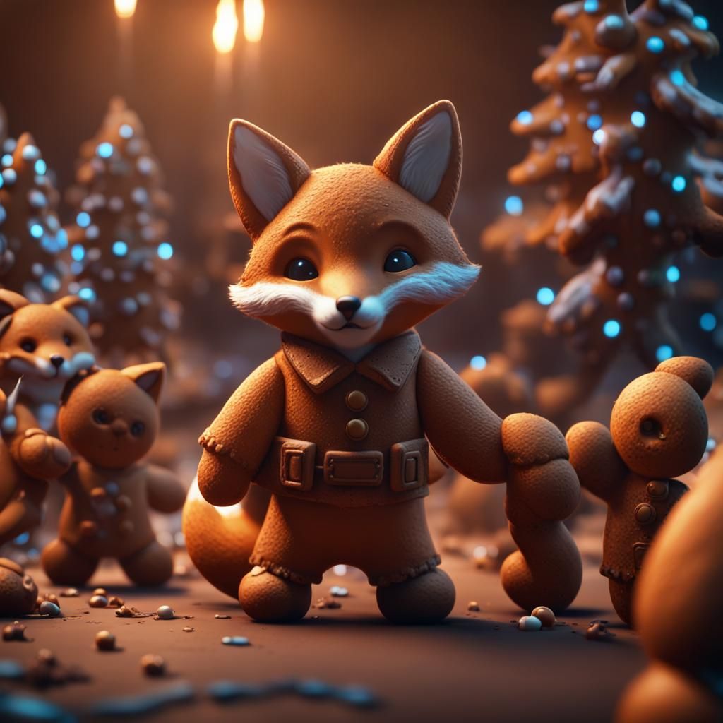Fox Cubs Kidnapping Gingerbread Men: Fantasy Concept Art