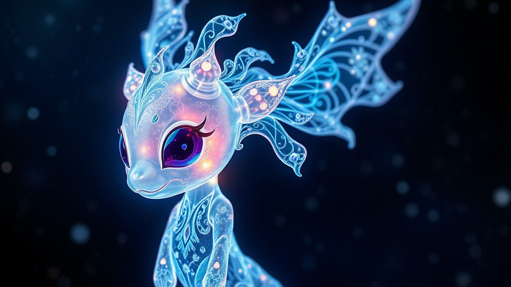 Glowing Cartoon Character in a Starry Galactic Night Sky