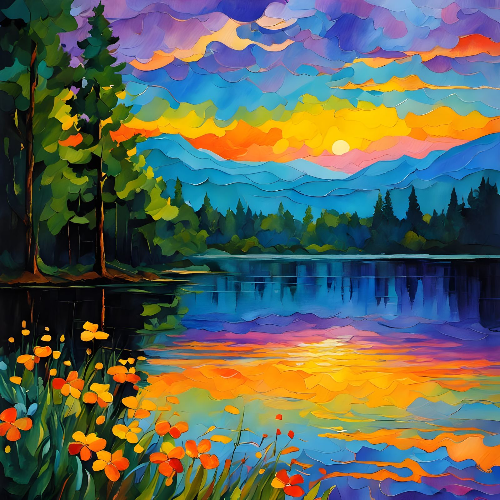 Vibrant Morning Masterpiece in Thick Impasto Brush Strokes