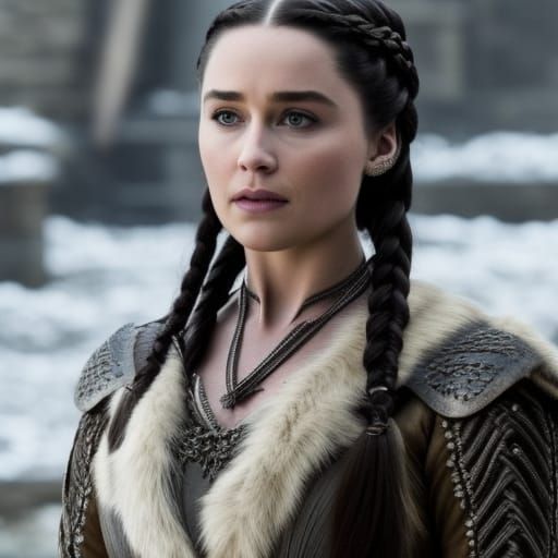 Beautiful Woman with Purple Braids, Fantasy Portrait