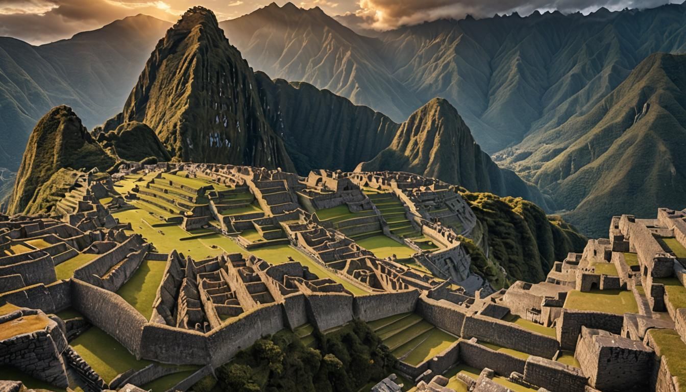 Machu Picchu Sunrise: Hyperrealistic Cinematic View