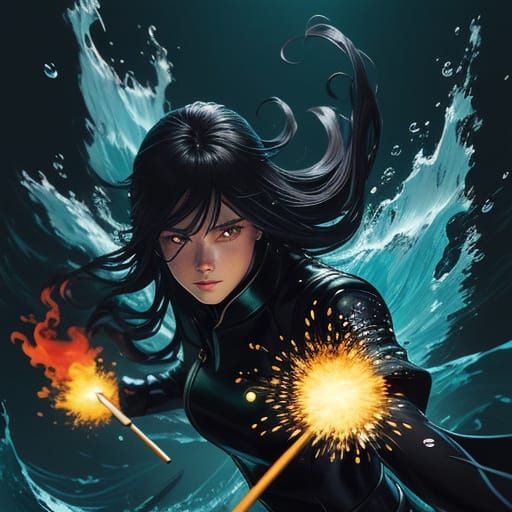 Underwater Match in Anime Style with Vibrant Colors