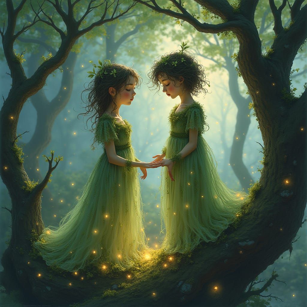 Mystical Tree Spirits in Whimsical Faerie Realm