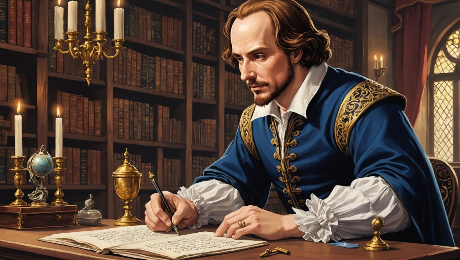 Shakespeare Contemplates New Play in Anime Style