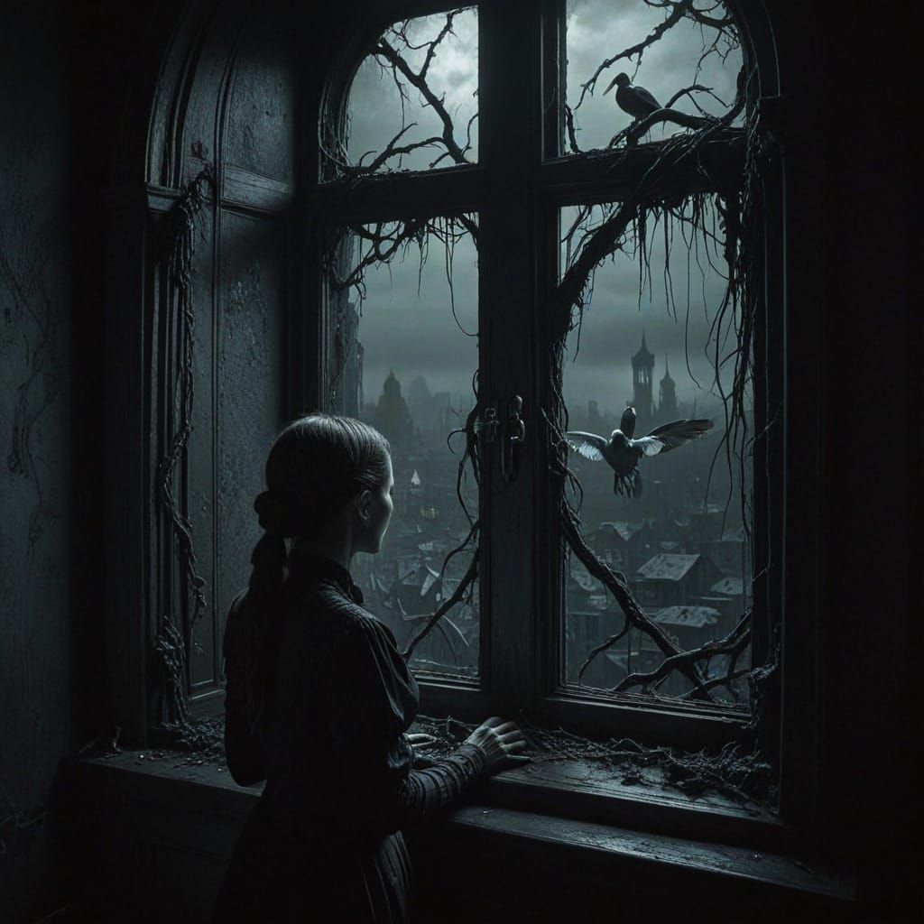 Ethereal Victorian Horror Scene in Dark, Mysterious Atmosphe...
