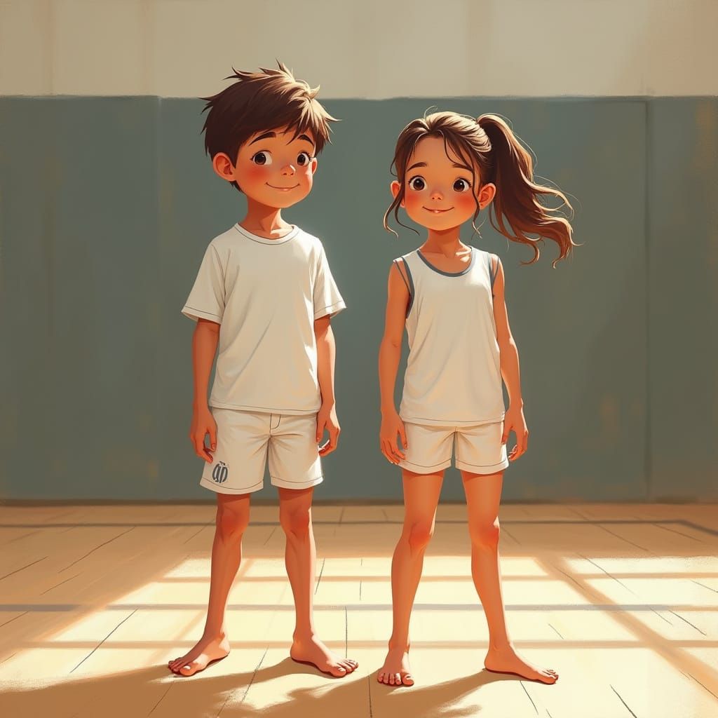 Dynamic Gym Scene of Teen Athletes in Sports Uniforms