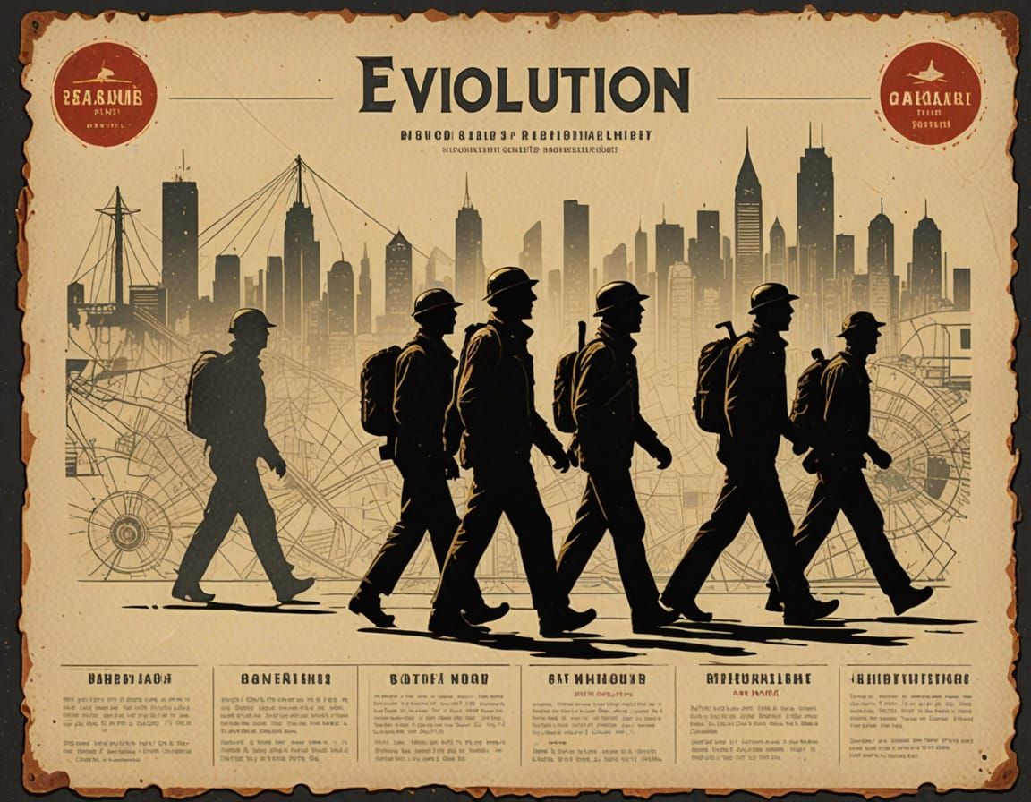 Evolutionary Blueprint in Distressed Retro-Futurism