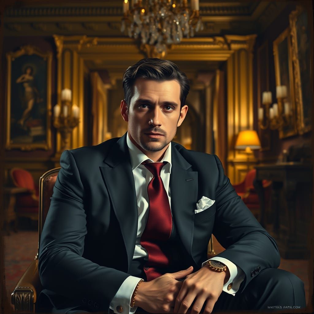 Confident Man in Suit, Rembrandt Lighting Style