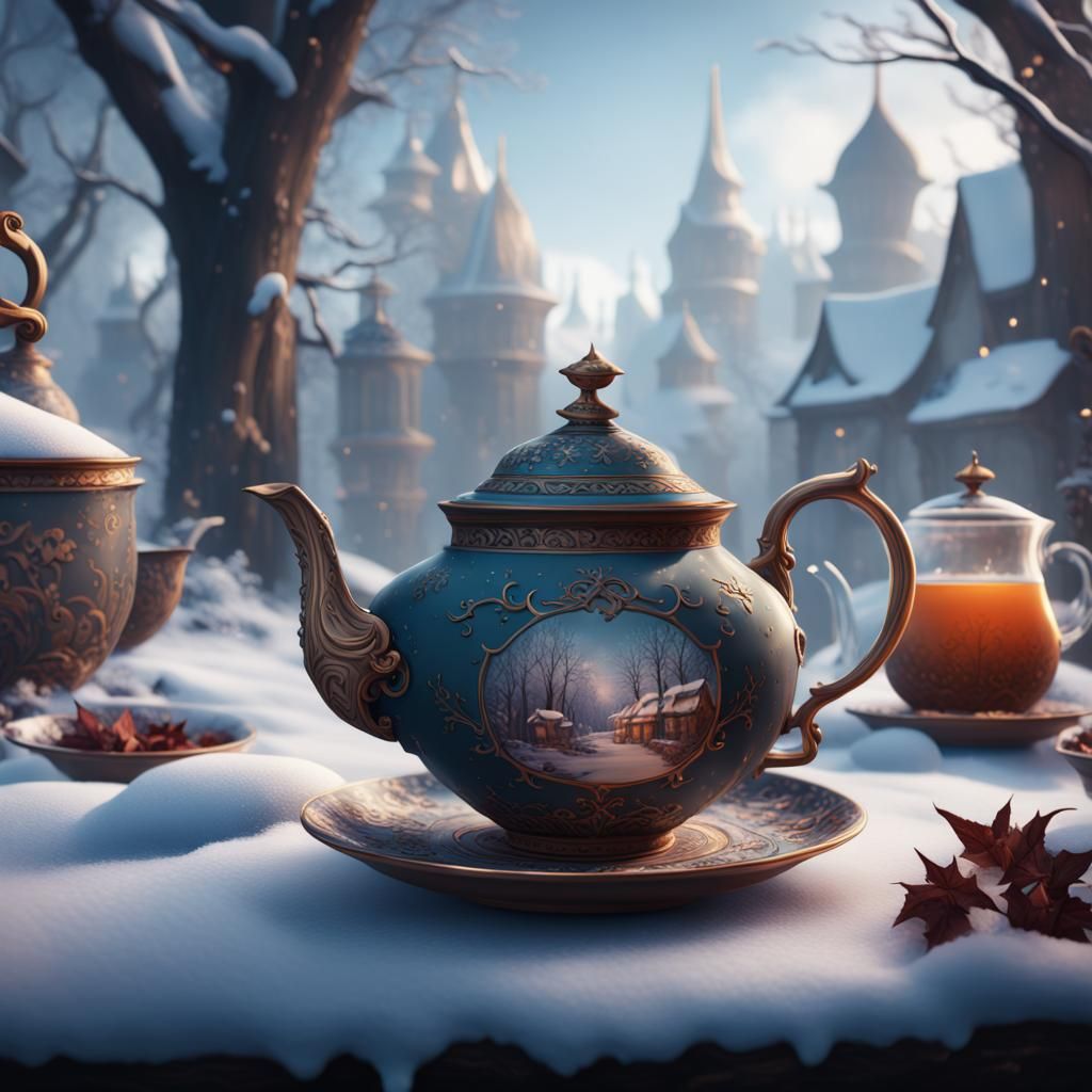 Fantastical Winter Tea in Detailed Matte Painting