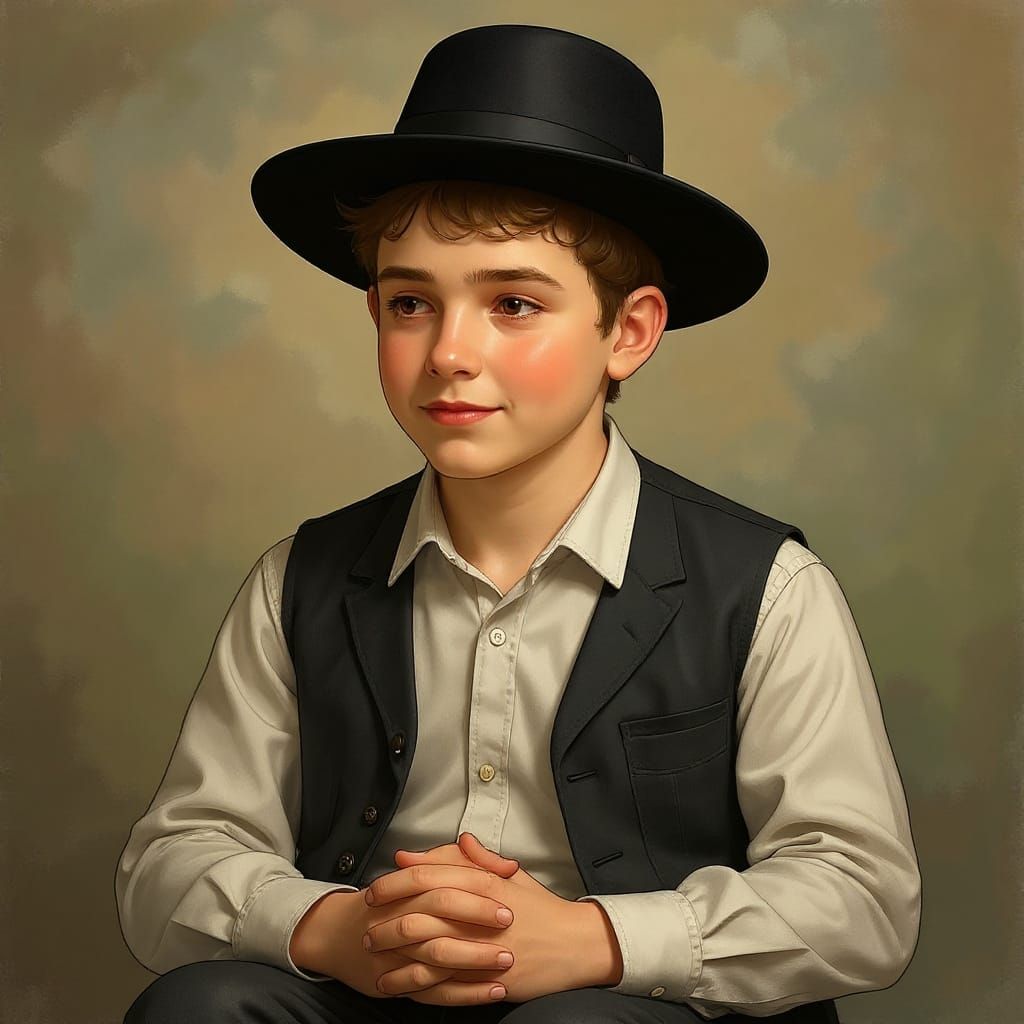 Orthodox Jewish Boy Portrait in Traditional Clothing