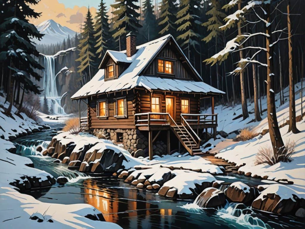 Winter Wonderland Scene in Rustic Style