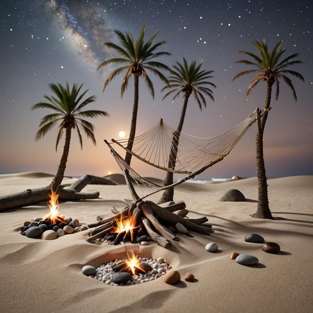 Macro Desert Island Hammock at Night