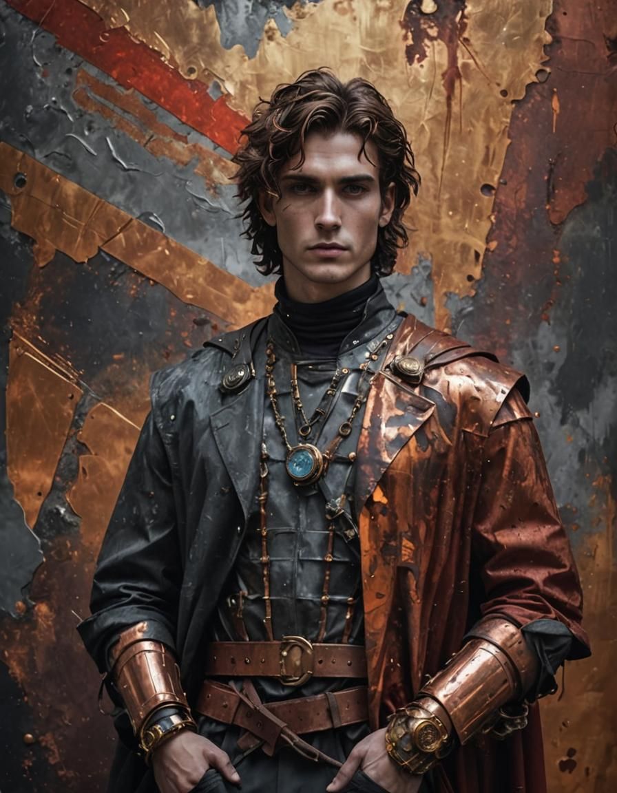 Neofuturistic Roman Fashion in Copper and Red