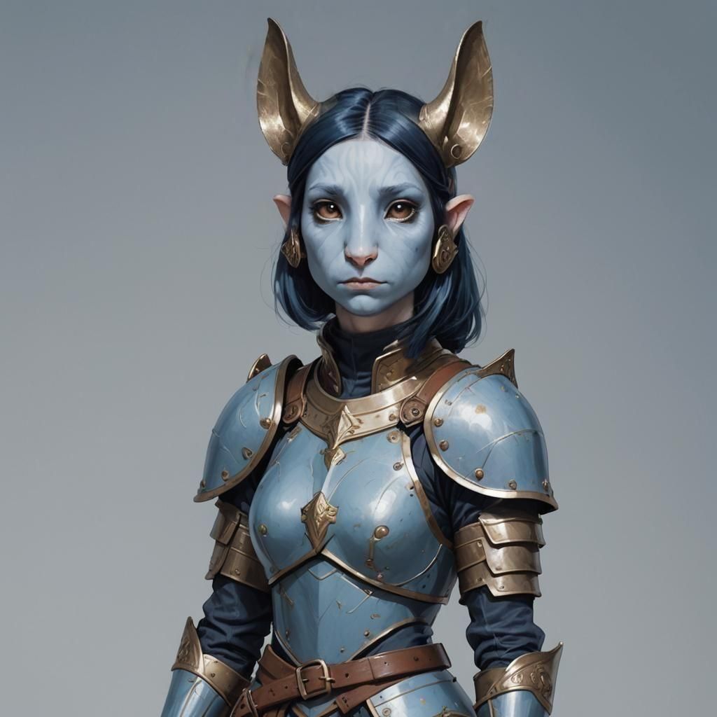 Pale Blue Humanoid in Bronze Armour