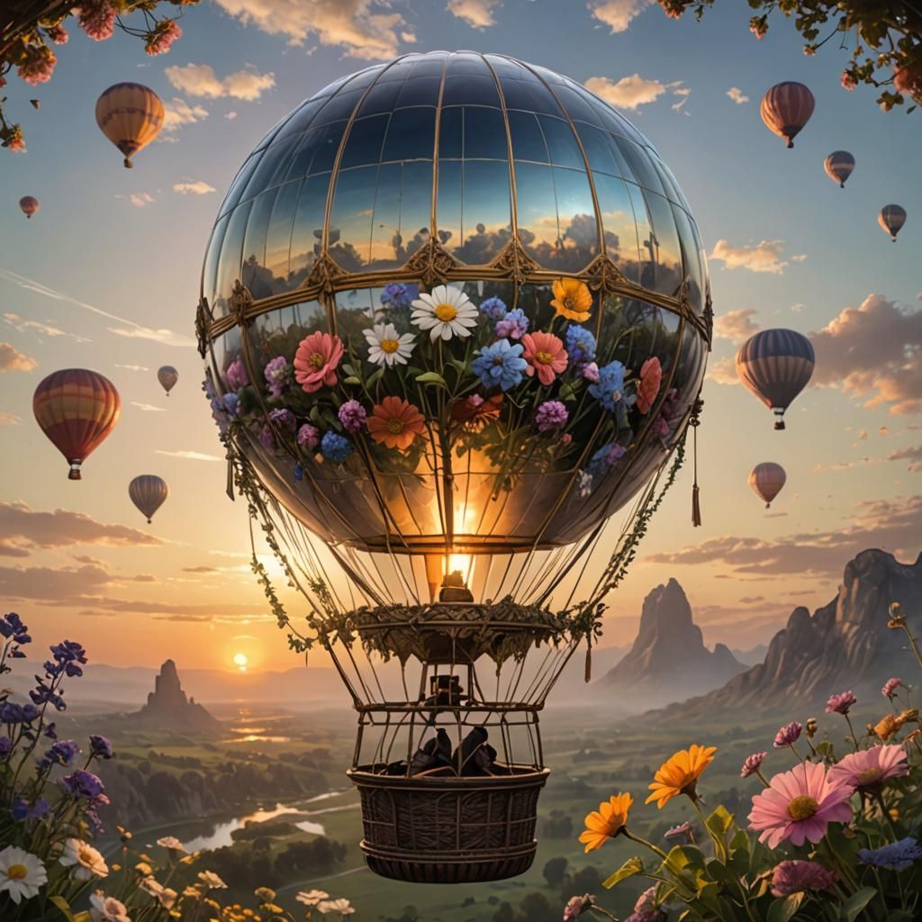 Gorgeous Glass Hot Air Balloon with Flowers