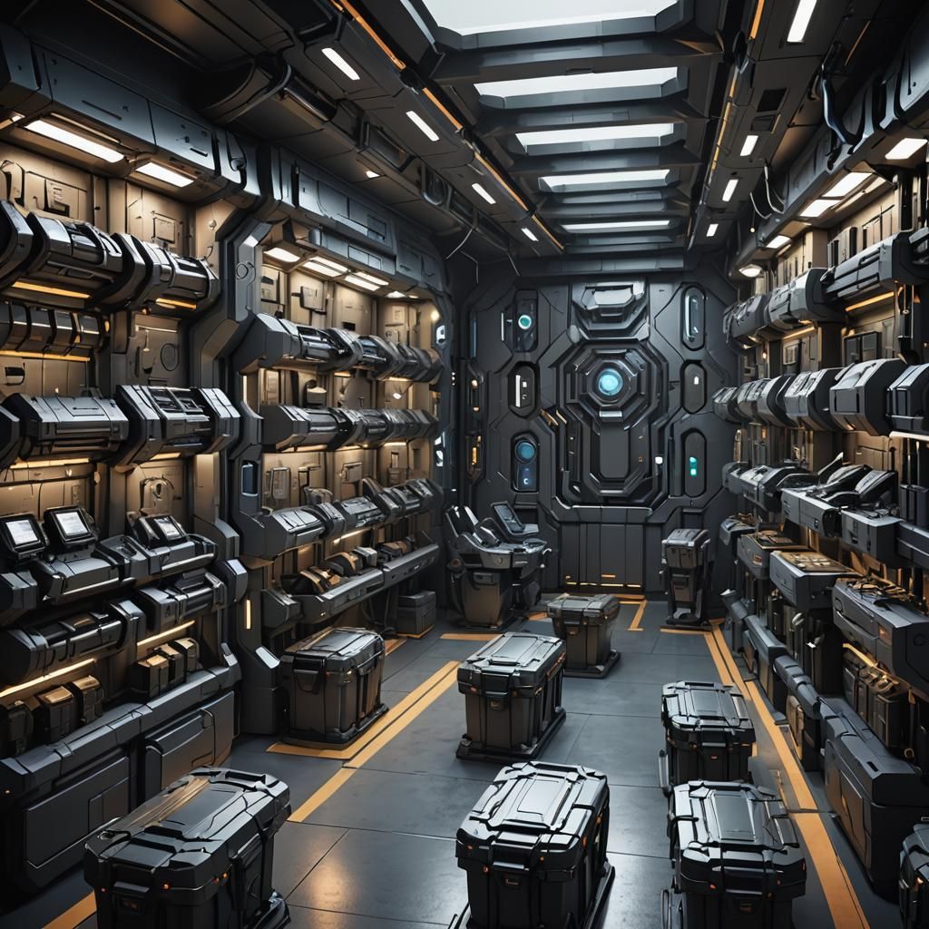 Futuristic Armory with Advanced Weaponry