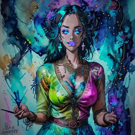 Blacklight Alcohol Marker Abstract Design