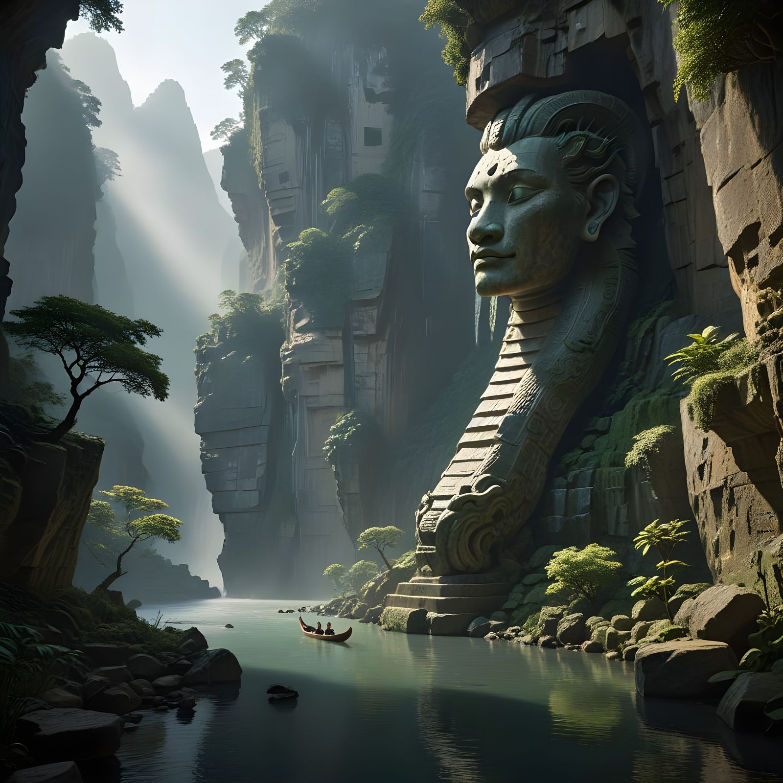 Majestic Serpent Carving in Stone Gorge