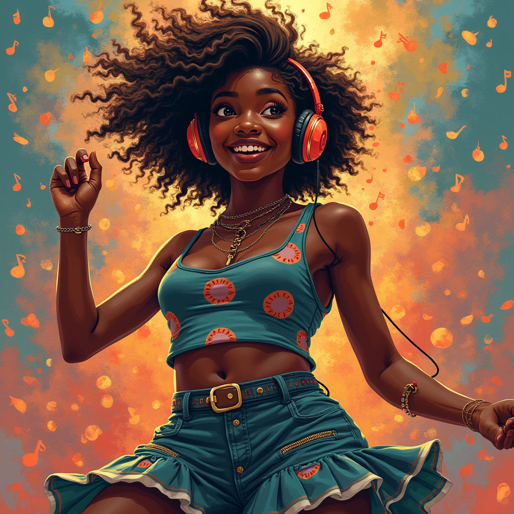 Joyful Woman Dancing in Dreamlike Fantasy Art