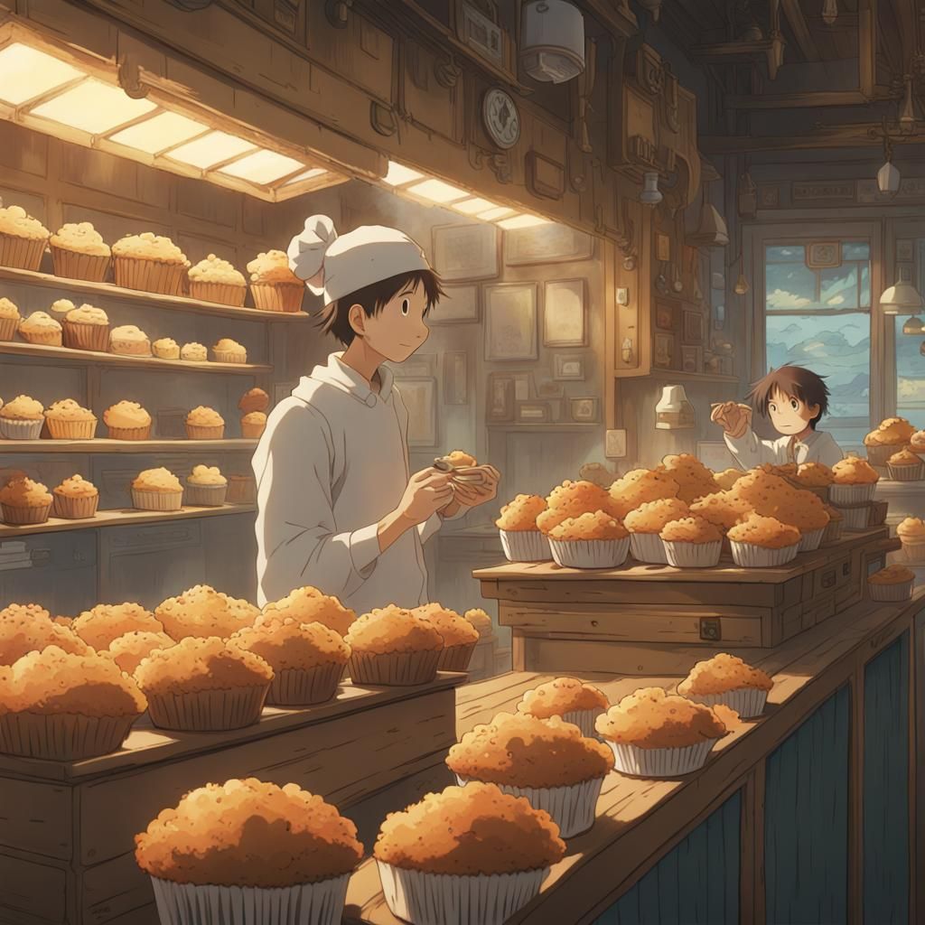 Muffin Man in Studio Ghibli Anime Style