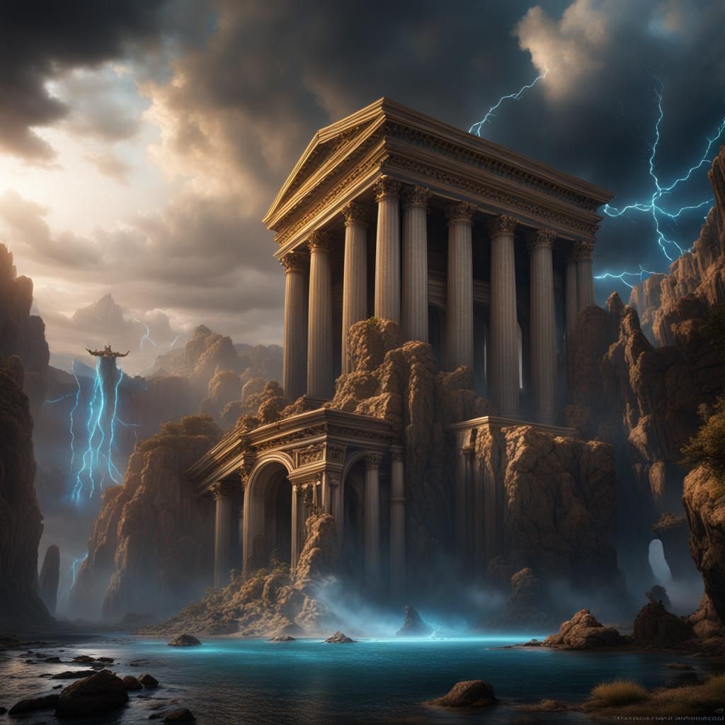 Detailed Matte Painting of Zeus in Unreal Engine