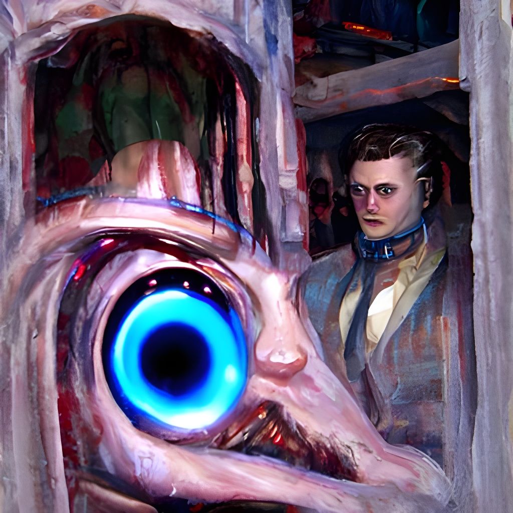 Disappointed Man in Cyberpunk Post-Impressionist Style