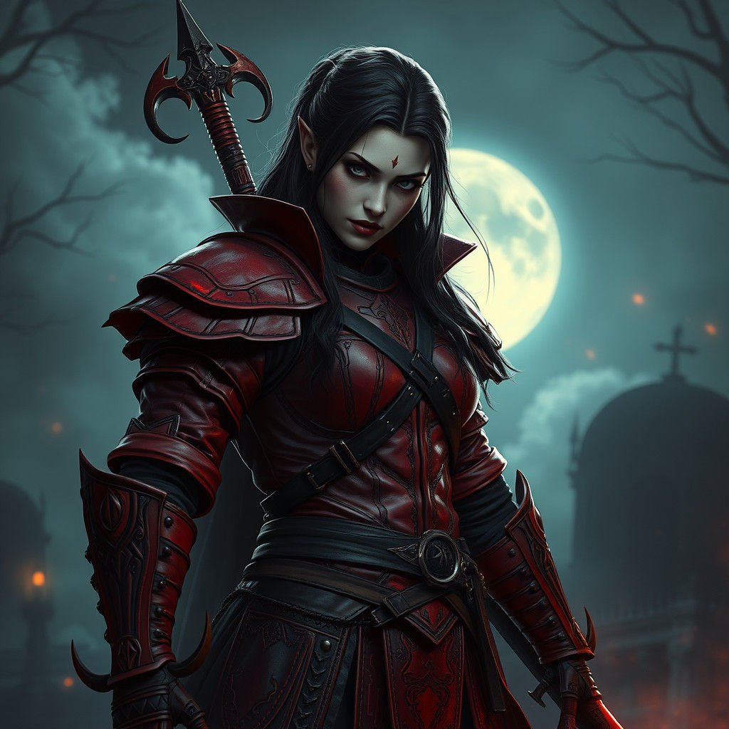 Heroic Vampire Slayer in Mystical Moonlight