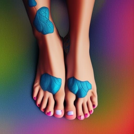 Detailed Woman's Feet in Colorful Splash Art