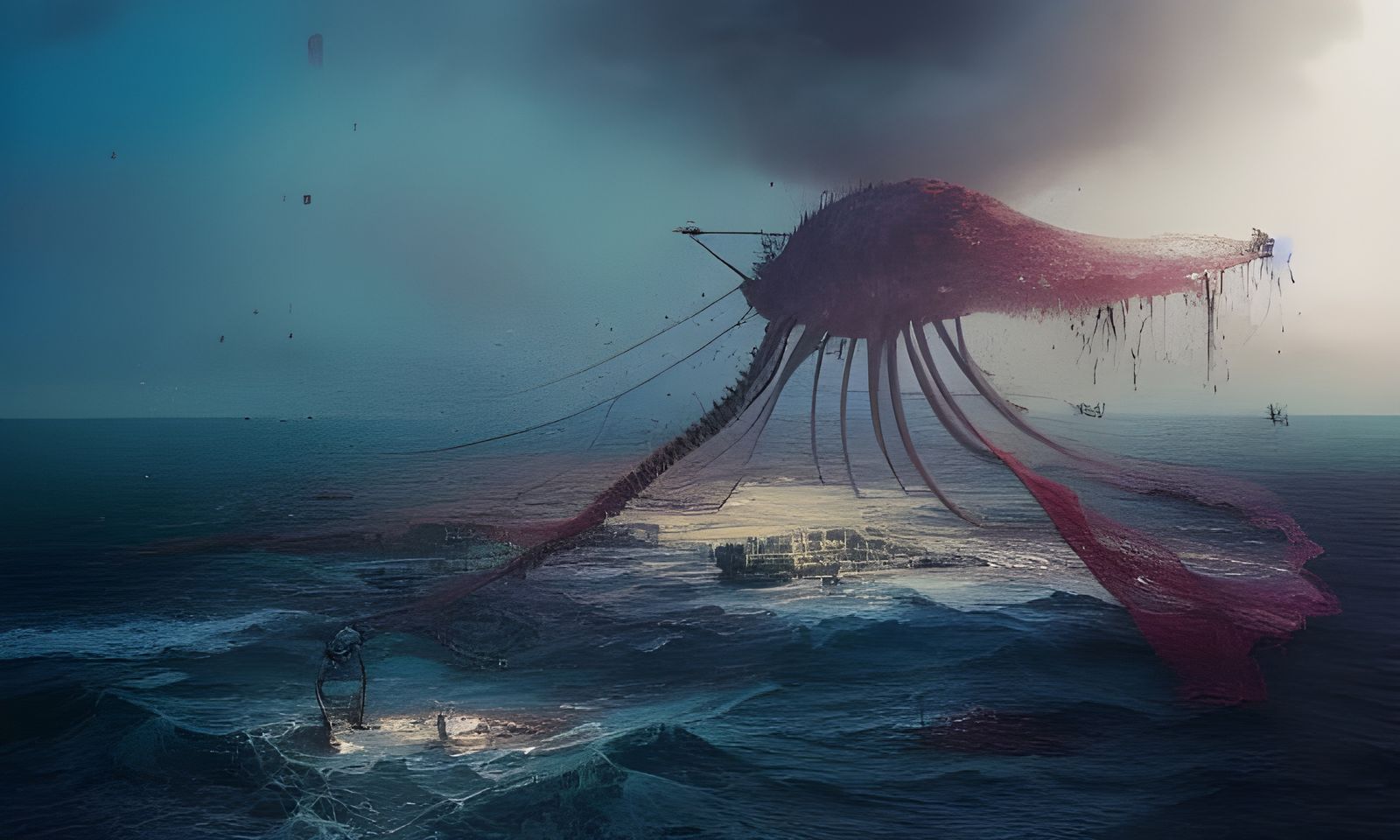 Post-Apocalyptic Warship on Earth, Digital Painting