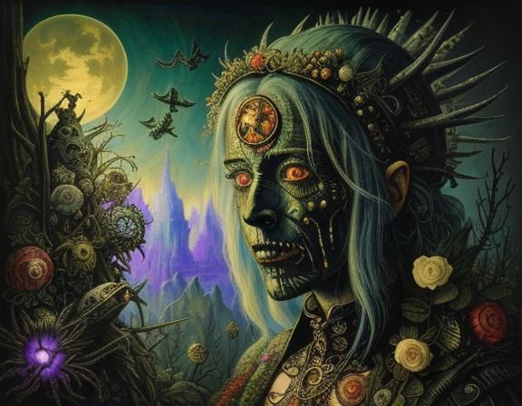 Surreal Old Man Monster in Post-Apocalyptic Art Nouveau