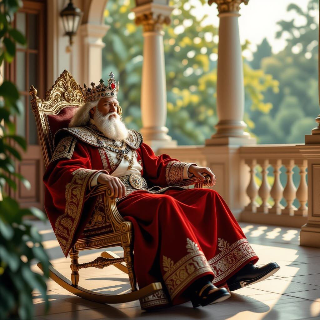 Emperor of Mankind Relaxing in Ornate Rocking Chair